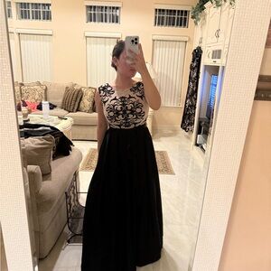 Adam Black and Cream Maxi Dress